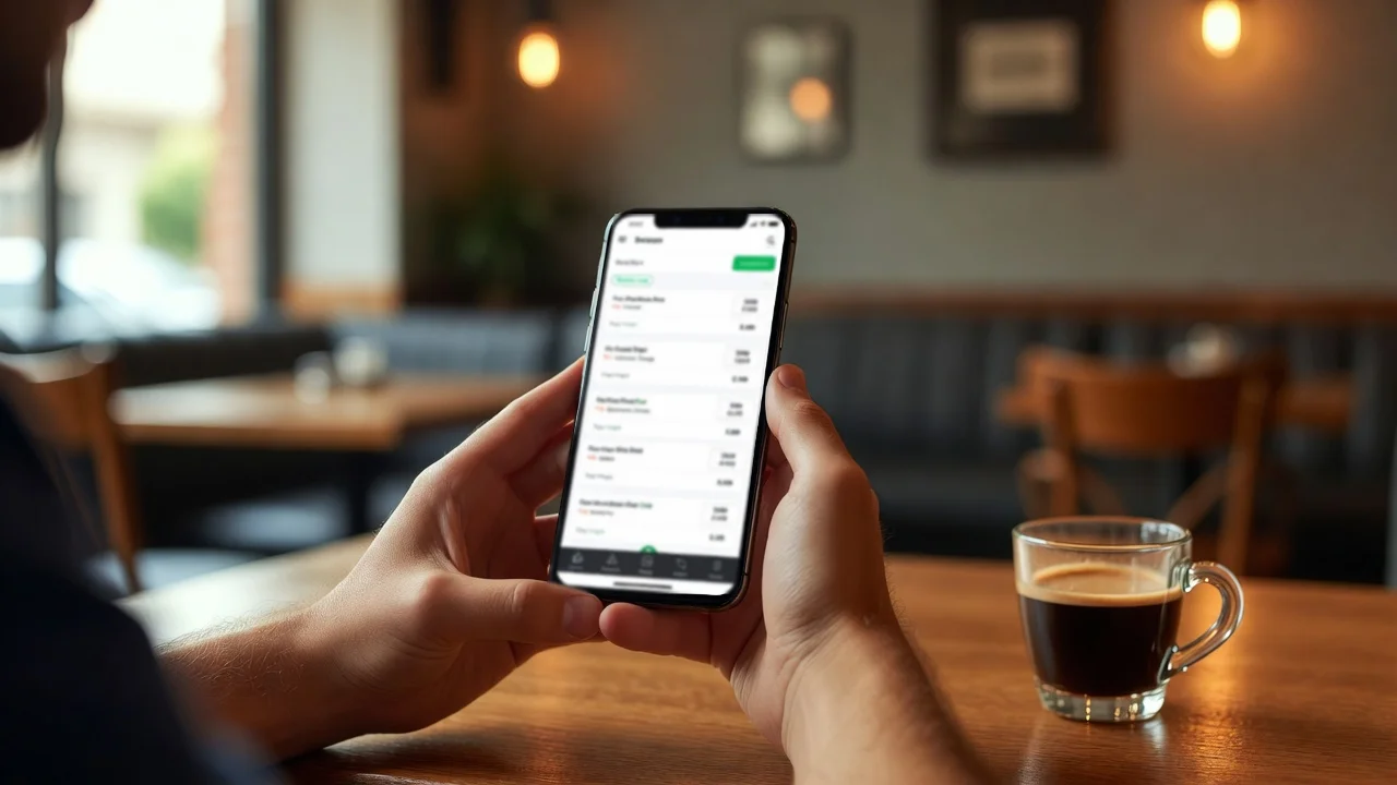 Persona che consulta le quote di scommesse cricket su uno smartphone in mano